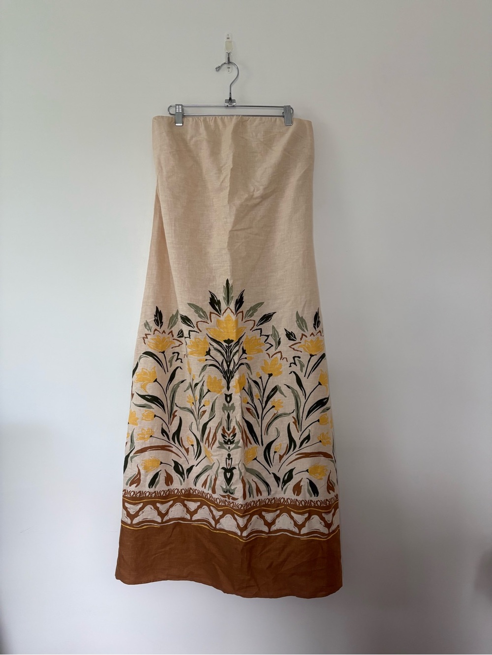 NWT Magaschoni Linen Blend Printed Maxi Tube Dress sz M - Picture 3 of 9